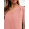 image:imagePRETTYGARDEN Womens Tops Dressy Casual Puff Sleeve Chiffon Blouses V Neck Business Work Shirts 2026 Summer Fashion ClothingPink