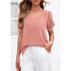 image:imagePRETTYGARDEN Womens Tops Dressy Casual Puff Sleeve Chiffon Blouses V Neck Business Work Shirts 2026 Summer Fashion ClothingPink