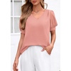 image:imagePRETTYGARDEN Womens Tops Dressy Casual Puff Sleeve Chiffon Blouses V Neck Business Work Shirts 2026 Summer Fashion ClothingPink
