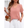 image:imagePRETTYGARDEN Womens Tops Dressy Casual Puff Sleeve Chiffon Blouses V Neck Business Work Shirts 2026 Summer Fashion ClothingPink