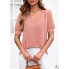 image:imagePRETTYGARDEN Womens Tops Dressy Casual Puff Sleeve Chiffon Blouses V Neck Business Work Shirts 2026 Summer Fashion ClothingPink