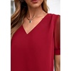 image:imagePRETTYGARDEN Womens Tops Dressy Casual Puff Sleeve Chiffon Blouses V Neck Business Work Shirts 2026 Summer Fashion ClothingRed