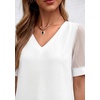 image:imagePRETTYGARDEN Womens Tops Dressy Casual Puff Sleeve Chiffon Blouses V Neck Business Work Shirts 2026 Summer Fashion ClothingWhite