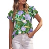 image:imagePRETTYGARDEN Boho Floral Tops for Women Summer Blouses Dressy Casual 2026 Spring Beach Vacation Ruffle Short Sleeve ShirtsPurple Floral