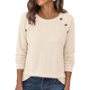 image:imagePRETTYGARDEN Long Sleeve Shirts for Women Waffle Knit Tops Fall Fashion 2026 Dressy Casual Loose Tunic Blouse Winter ClothingBeige
