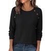 image:imagePRETTYGARDEN Long Sleeve Shirts for Women Waffle Knit Tops Fall Fashion 2026 Dressy Casual Loose Tunic Blouse Winter ClothingBlack
