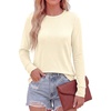 image:imagePRETTYGARDEN Long Sleeve Tshirts Shirts for Women Clothing Fall Fashion 2026 Basic Cotton Tees Casual Blouses Winter TopsBeige