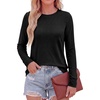 image:imagePRETTYGARDEN Long Sleeve Tshirts Shirts for Women Clothing Fall Fashion 2026 Basic Cotton Tees Casual Blouses Winter TopsBlack