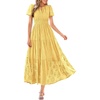 image:imagePRETTYGARDEN Womens Maxi Dress 2026 Floral Summer Spring Embroidered Boho Short Sleeve V Neck A Line Wedding Guest DressesYellow
