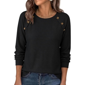 image:imagePRETTYGARDEN Long Sleeve Shirts for Women Waffle Knit Tops Fall Fashion 2026 Dressy Casual Loose Tunic Blouse Winter ClothingBlack