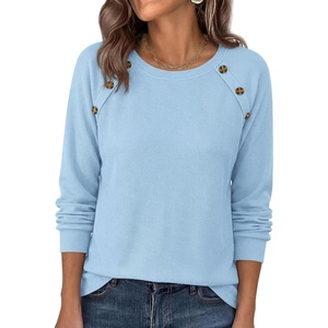 image:imagePRETTYGARDEN Long Sleeve Shirts for Women Waffle Knit Tops Fall Fashion 2026 Dressy Casual Loose Tunic Blouse Winter ClothingLight Blue