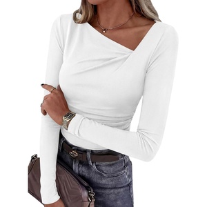 image:imagePRETTYGARDEN Womens 2026 Long Sleeve T Shirts Asymmetrical Y2K Slim Fitted Going Out Trendy Tops Early Fall Fashion ClothingWhite