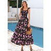 image:imagePRETTYGARDEN Floral Dress for Women Summer Boho Maxi Sundresses 2026 Smocked Long Flowy Spring Beach Wedding Guest DressesBlack Red Floral