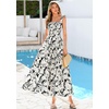 image:imagePRETTYGARDEN Floral Dress for Women Summer Boho Maxi Sundresses 2026 Smocked Long Flowy Spring Beach Wedding Guest DressesBlack White Floral