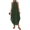 image:imagePRETTYGARDEN Summer Wedding Guest Dresses for Women 2026 Spring Long Flowy Halter Maxi Asymmetrical Beach Vacation SundressArmy Green