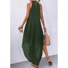image:imagePRETTYGARDEN Summer Wedding Guest Dresses for Women 2026 Spring Long Flowy Halter Maxi Asymmetrical Beach Vacation SundressArmy Green