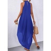 image:imagePRETTYGARDEN Summer Wedding Guest Dresses for Women 2026 Spring Long Flowy Halter Maxi Asymmetrical Beach Vacation SundressBlue