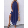 image:imagePRETTYGARDEN Summer Wedding Guest Dresses for Women 2026 Spring Long Flowy Halter Maxi Asymmetrical Beach Vacation SundressDark Blue