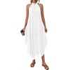 image:imagePRETTYGARDEN Summer Wedding Guest Dresses for Women 2026 Spring Long Flowy Halter Maxi Asymmetrical Beach Vacation SundressWhite