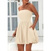 image:imagePRETTYGARDEN Womens Bubble Mini Dress Summer 2026 Strapless Tube Top Short A Line Trendy Casual Spring Smocked SundressesApricot