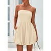 image:imagePRETTYGARDEN Womens Bubble Mini Dress Summer 2026 Strapless Tube Top Short A Line Trendy Casual Spring Smocked SundressesApricot