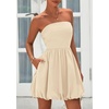 image:imagePRETTYGARDEN Womens Bubble Mini Dress Summer 2026 Strapless Tube Top Short A Line Trendy Casual Spring Smocked SundressesApricot
