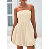 image:imagePRETTYGARDEN Womens Bubble Mini Dress Summer 2026 Strapless Tube Top Short A Line Trendy Casual Spring Smocked SundressesApricot