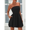 image:imagePRETTYGARDEN Womens Bubble Mini Dress Summer 2026 Strapless Tube Top Short A Line Trendy Casual Spring Smocked SundressesBlack
