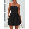 image:imagePRETTYGARDEN Womens Bubble Mini Dress Summer 2026 Strapless Tube Top Short A Line Trendy Casual Spring Smocked SundressesBlack