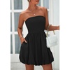 image:imagePRETTYGARDEN Womens Bubble Mini Dress Summer 2026 Strapless Tube Top Short A Line Trendy Casual Spring Smocked SundressesBlack