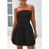 image:imagePRETTYGARDEN Womens Bubble Mini Dress Summer 2026 Strapless Tube Top Short A Line Trendy Casual Spring Smocked SundressesBlack