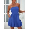 image:imagePRETTYGARDEN Womens Bubble Mini Dress Summer 2026 Strapless Tube Top Short A Line Trendy Casual Spring Smocked SundressesBlue