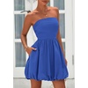 image:imagePRETTYGARDEN Womens Bubble Mini Dress Summer 2026 Strapless Tube Top Short A Line Trendy Casual Spring Smocked SundressesBlue