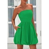 image:imagePRETTYGARDEN Womens Bubble Mini Dress Summer 2026 Strapless Tube Top Short A Line Trendy Casual Spring Smocked SundressesGreen