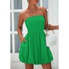 image:imagePRETTYGARDEN Womens Bubble Mini Dress Summer 2026 Strapless Tube Top Short A Line Trendy Casual Spring Smocked SundressesGreen