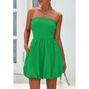 image:imagePRETTYGARDEN Womens Bubble Mini Dress Summer 2026 Strapless Tube Top Short A Line Trendy Casual Spring Smocked SundressesGreen