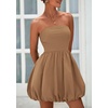 image:imagePRETTYGARDEN Womens Bubble Mini Dress Summer 2026 Strapless Tube Top Short A Line Trendy Casual Spring Smocked SundressesKhaki