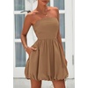 image:imagePRETTYGARDEN Womens Bubble Mini Dress Summer 2026 Strapless Tube Top Short A Line Trendy Casual Spring Smocked SundressesKhaki