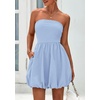 image:imagePRETTYGARDEN Womens Bubble Mini Dress Summer 2026 Strapless Tube Top Short A Line Trendy Casual Spring Smocked SundressesLight Blue