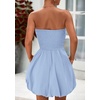 image:imagePRETTYGARDEN Womens Bubble Mini Dress Summer 2026 Strapless Tube Top Short A Line Trendy Casual Spring Smocked SundressesLight Blue