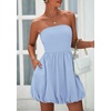 image:imagePRETTYGARDEN Womens Bubble Mini Dress Summer 2026 Strapless Tube Top Short A Line Trendy Casual Spring Smocked SundressesLight Blue