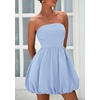 image:imagePRETTYGARDEN Womens Bubble Mini Dress Summer 2026 Strapless Tube Top Short A Line Trendy Casual Spring Smocked SundressesLight Blue