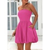 image:imagePRETTYGARDEN Womens Bubble Mini Dress Summer 2026 Strapless Tube Top Short A Line Trendy Casual Spring Smocked SundressesRose Red