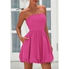 image:imagePRETTYGARDEN Womens Bubble Mini Dress Summer 2026 Strapless Tube Top Short A Line Trendy Casual Spring Smocked SundressesRose Red