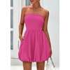 image:imagePRETTYGARDEN Womens Bubble Mini Dress Summer 2026 Strapless Tube Top Short A Line Trendy Casual Spring Smocked SundressesRose Red