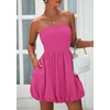 image:imagePRETTYGARDEN Womens Bubble Mini Dress Summer 2026 Strapless Tube Top Short A Line Trendy Casual Spring Smocked SundressesRose Red