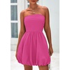image:imagePRETTYGARDEN Womens Bubble Mini Dress Summer 2026 Strapless Tube Top Short A Line Trendy Casual Spring Smocked SundressesRose Red