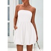 image:imagePRETTYGARDEN Womens Bubble Mini Dress Summer 2026 Strapless Tube Top Short A Line Trendy Casual Spring Smocked SundressesWhite