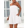 image:imagePRETTYGARDEN Womens Bubble Mini Dress Summer 2026 Strapless Tube Top Short A Line Trendy Casual Spring Smocked SundressesWhite