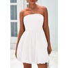 image:imagePRETTYGARDEN Womens Bubble Mini Dress Summer 2026 Strapless Tube Top Short A Line Trendy Casual Spring Smocked SundressesWhite